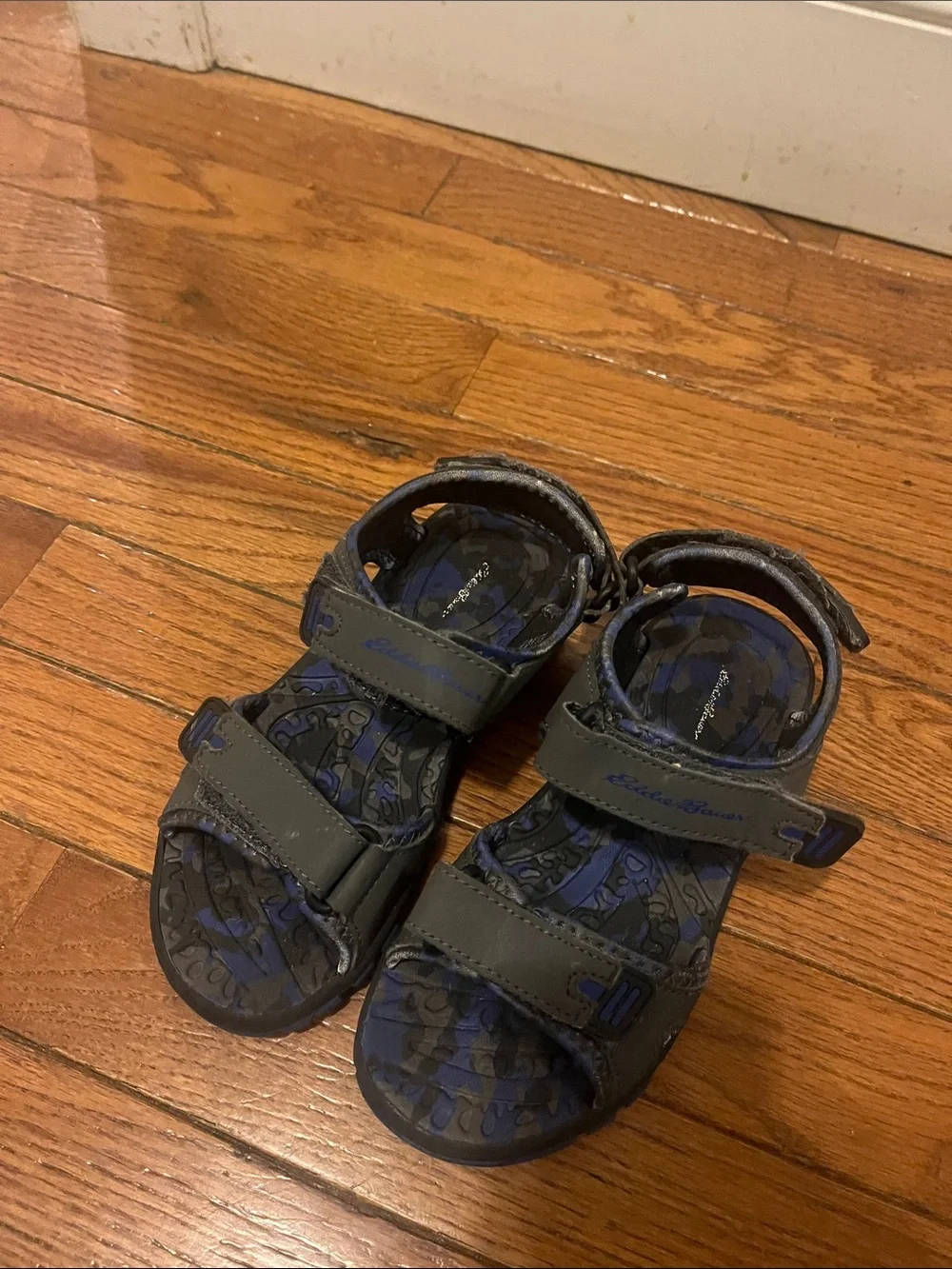 Kids Blue and Black Adjustable Strap Sandals